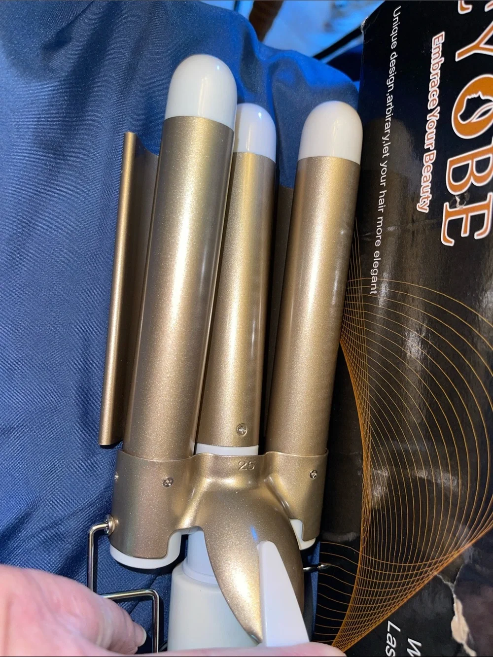 Gold Triple Barrel Hair Waver - White Handle